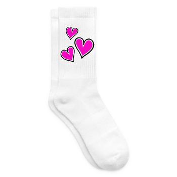 Motif de coeur rose vif - Chaussettes de tennis - blanc - Droite