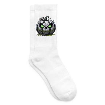 Grim Pumpkin Zombie with Green Eyes - Tennis socks - white - Right