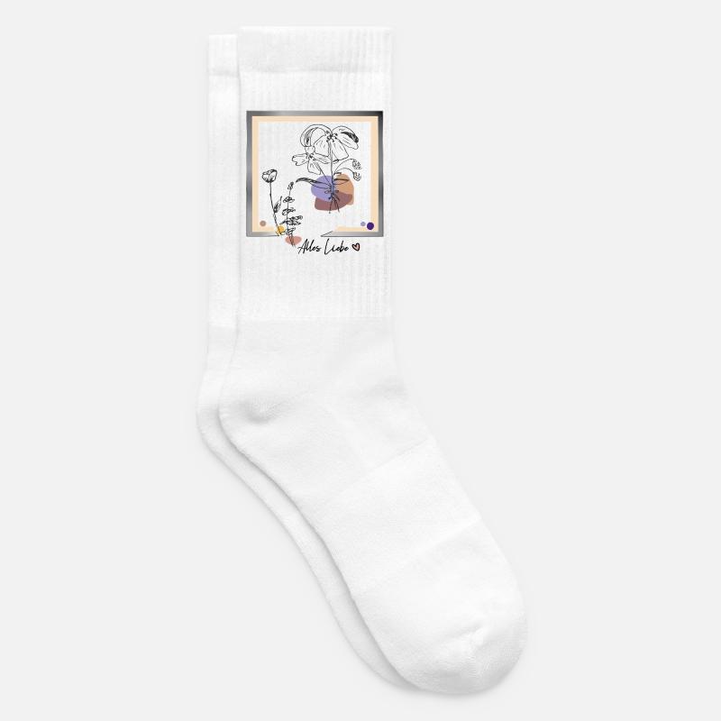 Bilderrahmen mit Blumen - Tennissocken - Weiß