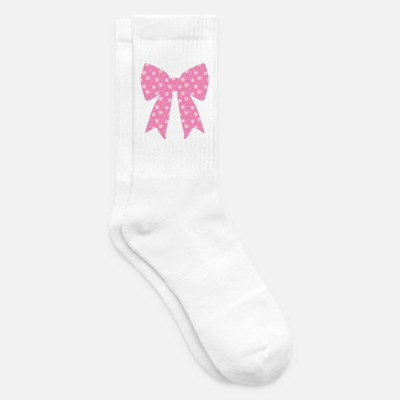 Ruban rose - Chaussettes de tennis - blanc