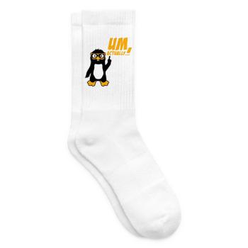 Pinguin Um Actually Lustig Nerd Klugscheißer Logo - Tennissocken - Weiß - Rechts