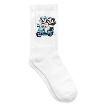 Polar Bear and Panda Bear on a Scooter - Tennis socks - white - Right
