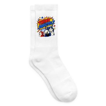 Think Pawsitively Comic katzen - Tennissocken - Weiß - Rechts