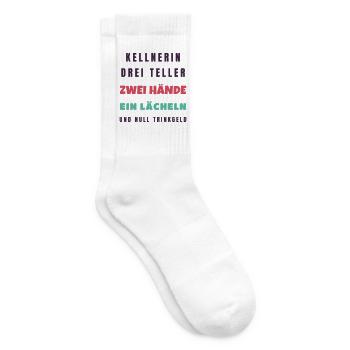 Kellnerin Drei Teller zwei Hände null Trinkgeld - Tennissocken - Weiß - Rechts