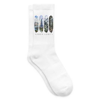 Nordkorea Travel – Architektur & Natur Motiv - Tennissocken - Weiß - Rechts