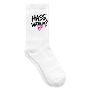 HASS. WARUM. – Statement gegen Hass - Tennissocken - Weiß - Rechts