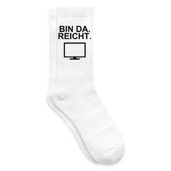Bin da, reicht – minimalistischer Büro-Spruch - Tennissocken - Weiß - Rechts