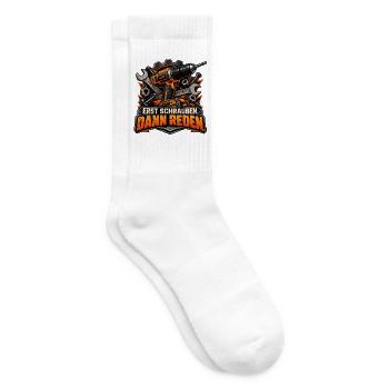 Erst schrauben dann reden – Heimwerker & Handwerk - Tennissocken - Weiß - Rechts