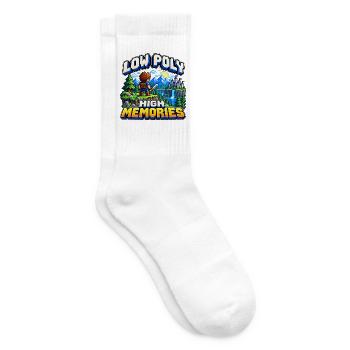 Low Poly – Hohe Erinnerungen - Tennissocken - Weiß - Rechts