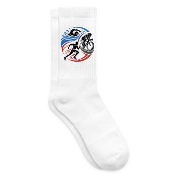 Triathlon – Schwimmen Radfahren Laufen - Tennissocken - Weiß - Rechts