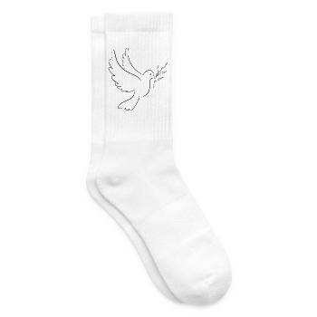 Friedenstaube mit Olivenzweig - Tennissocken - Weiß - Rechts