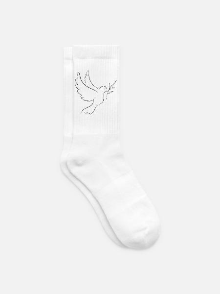 Friedenstaube mit Olivenzweig - Tennissocken - Weiß