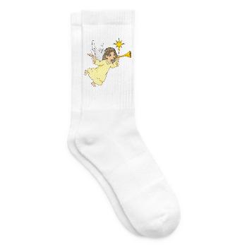 Cartoonish_angel_is_playing_the_flute - Tennissocken - Weiß - Rechts