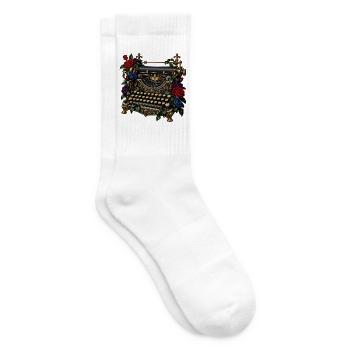 Antike Schreibmaschine mit Rosen - Tennissocken - Weiß - Rechts