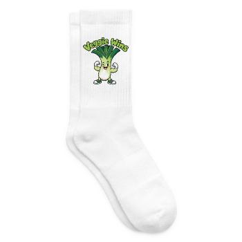 Veggie Wins: Lauchheld Cartoon - Tennissocken - Weiß - Rechts