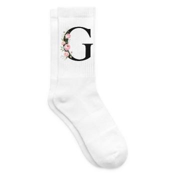 G Buchstabe Monogram Floral - Tennissocken - Weiß - Rechts
