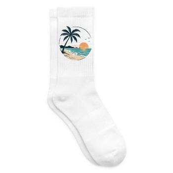 Tropical Sunset – Palme, Strand & Meer Urlaubsdesi - Tennissocken - Weiß - Rechts