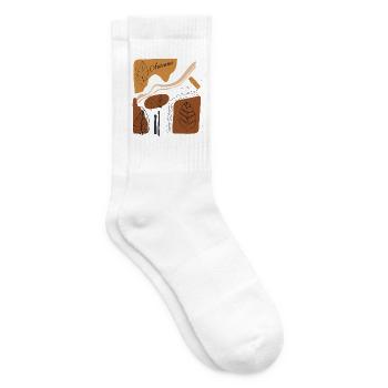 Herbstlaub-Illustration in Erdtönen - Tennissocken - Weiß - Rechts
