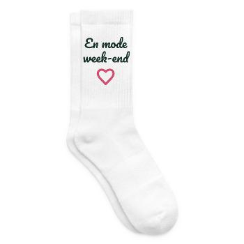 WOCHENENDE. HUMOR. LUSTIG. KOMISCH. ZITAT. HERZ - Tennissocken - Weiß - Rechts