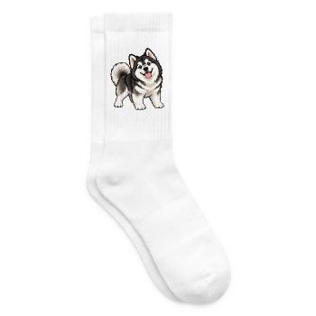 Alaskan Malamute Kawaii Style – Süßer Schlittenhun - Tennissocken - Weiß - Rechts