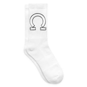 Griechischer Buchstabe Omega handgezeichnet - Tennissocken - Weiß - Rechts