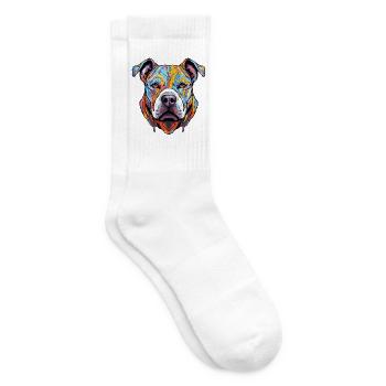 Hund Kopf Geometrisch Farbenfroh - Tennissocken - Weiß - Rechts