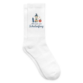 Schulanfang: Lächelnde Schulutensilien - Tennissocken - Weiß - Rechts