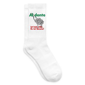 Al dente ist kein Vibe. Das ist Gesetz! - Tennissocken - Weiß - Rechts
