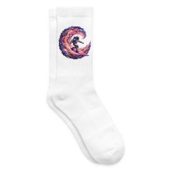 Astronaut surft auf der Galaxie - Tennissocken - Weiß - Rechts