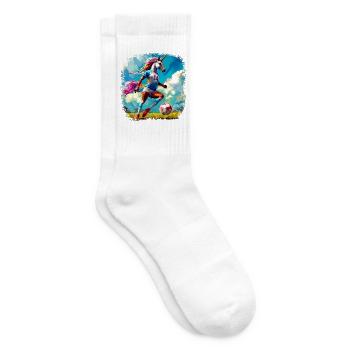 Einhörner Fussball / Fussballer Einhorn - Tennissocken - Weiß - Rechts