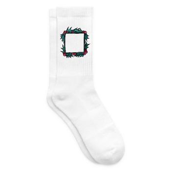 Stechpalmenrahmen mit karmesinroten Beeren - Tennissocken - Weiß - Rechts