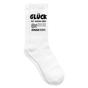 Glück ist Bass einsetzt Music Gitarre Musik Spruch - Tennissocken - Weiß - Rechts