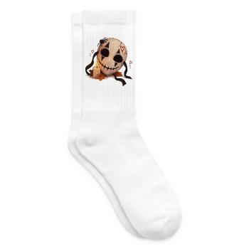 Gruselige Maske mit Kerze - Tennissocken - Weiß - Rechts