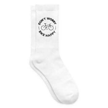 Don't Worry Bike Happy – Fahrradliebe & Radsport - Tennissocken - Weiß - Rechts