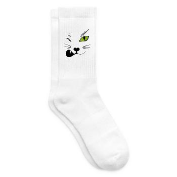 Zwinker Katze - Miau! - Tennissocken - Weiß - Rechts