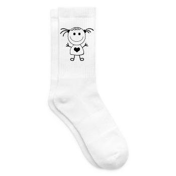 Mädchen Strichmännchen - Tennissocken - Weiß - Rechts