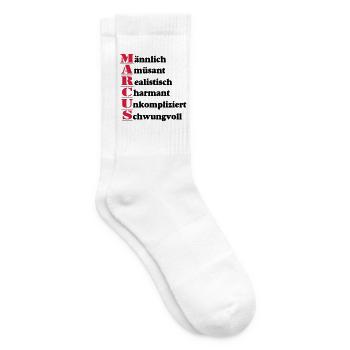 Marcus Vorname,Namensschild,Name,Fun Shirt (25) - Tennissocken - Weiß - Rechts