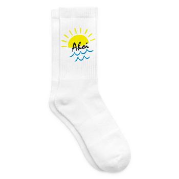 Sommer Vibes: Sonne über Meer Wellen - Tennissocken - Weiß - Rechts