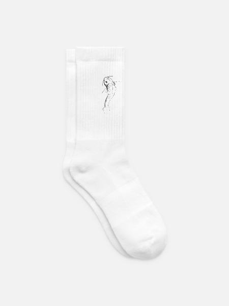 Koi Karpfen Japanischer Fisch Line Art - Tennissocken - Weiß