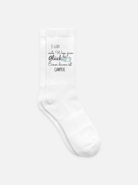 Camping Glück Campen Camper Zelt Spruch Geschenk - Tennissocken - Weiß