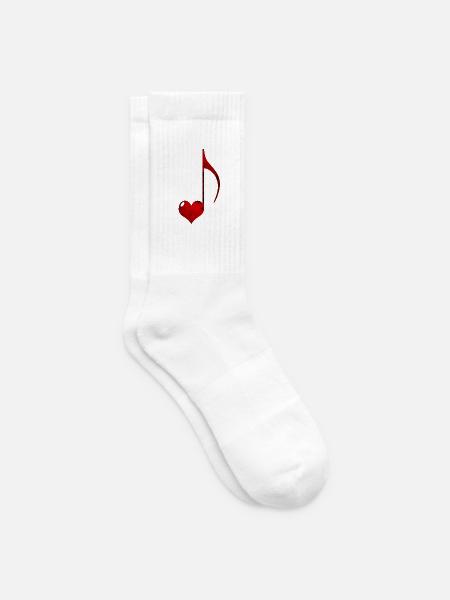 Rotes Herz und Musiknote Illustration - Tennissocken - Weiß