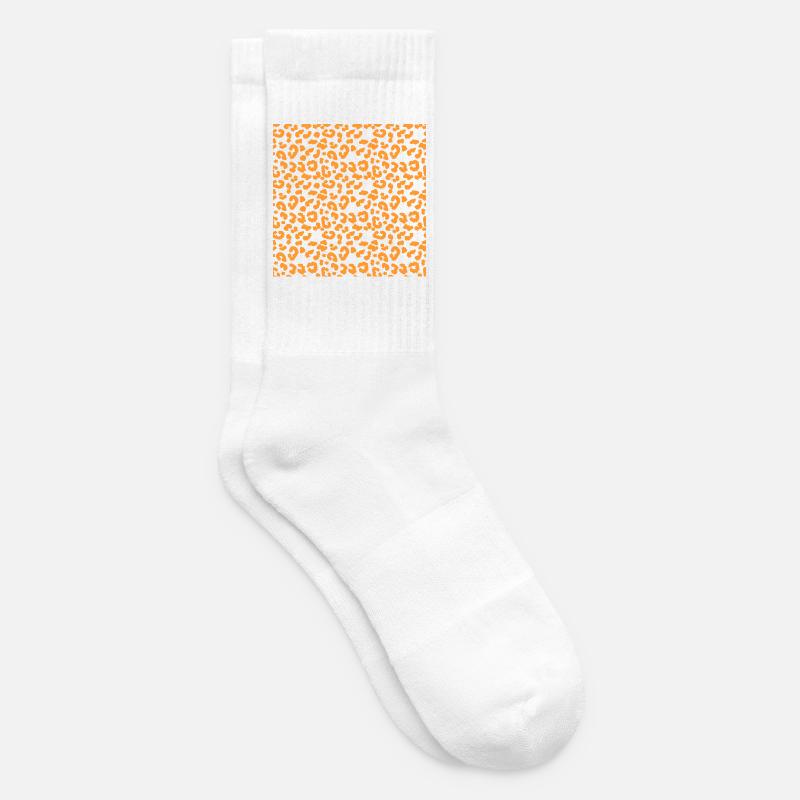 Leopard Muster Muster in Orange auf Schwarz - Tennissocken - Weiß