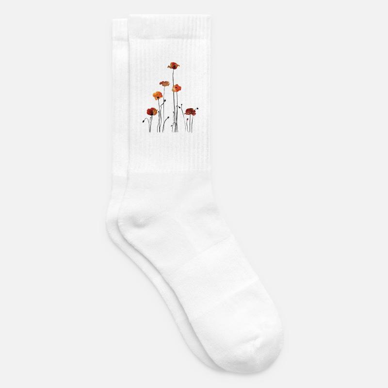 Coquelicots Silhouette Design - Chaussettes de tennis - blanc