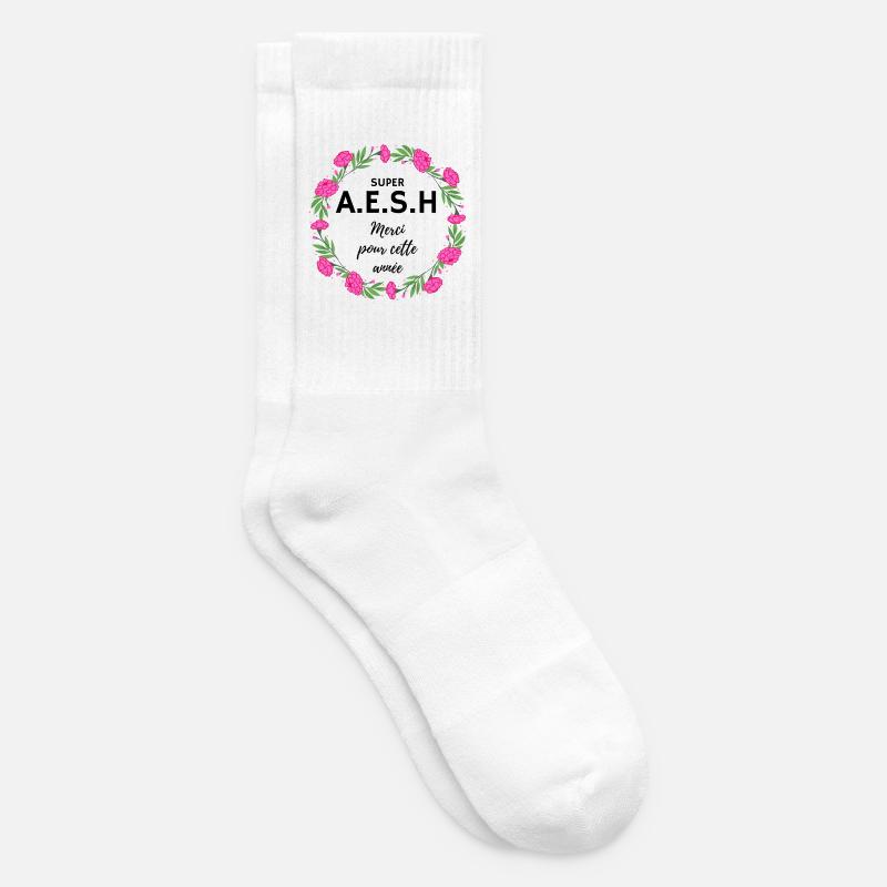 super AESH A.E.S.H. Merci pour cette année fleurs - Chaussettes de tennis - blanc