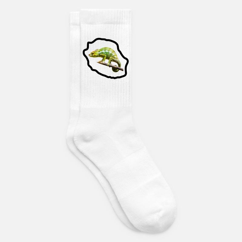 Chameleon vert sur branche - Chaussettes de tennis - blanc