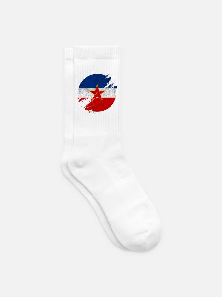 Jugoslawien Vintage Flaggen Kreis - Tennissocken - Weiß