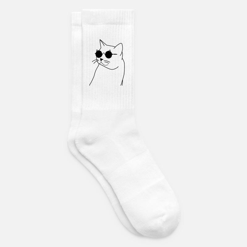 Katze mit Brille - Tennissocken - Weiß