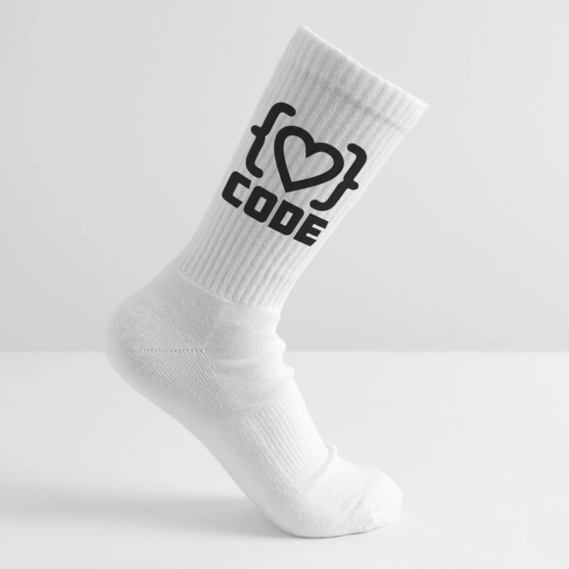 Herzprogrammierer Code Logo mit Text CODE Tennissocken