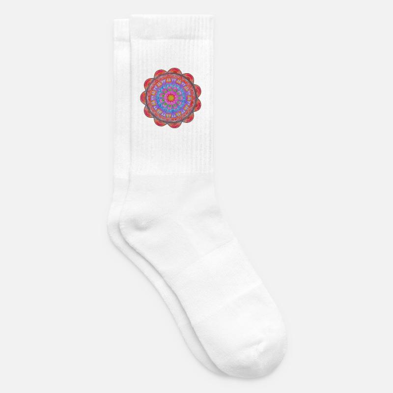Circle Mandala Color Explosion - Tennis socks - white