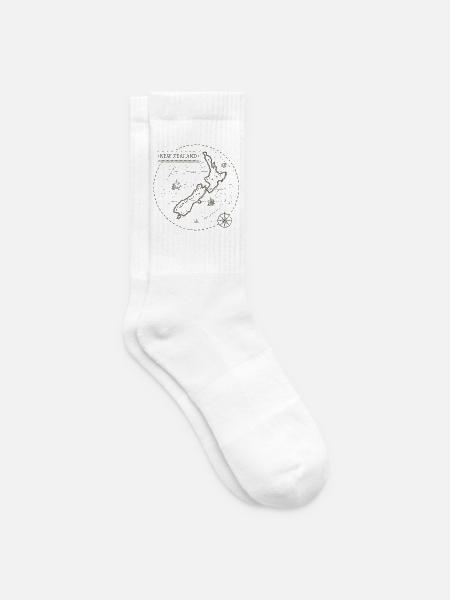 Vintage Landkarte Neuseeland - Tennissocken - Weiß